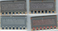 Figure 3. PCB samples after convection reflow – Top left Ag (silver); Top right Au (gold/nickel); Bottom left Sn (tin); Bottom right Cu (copper OSP)